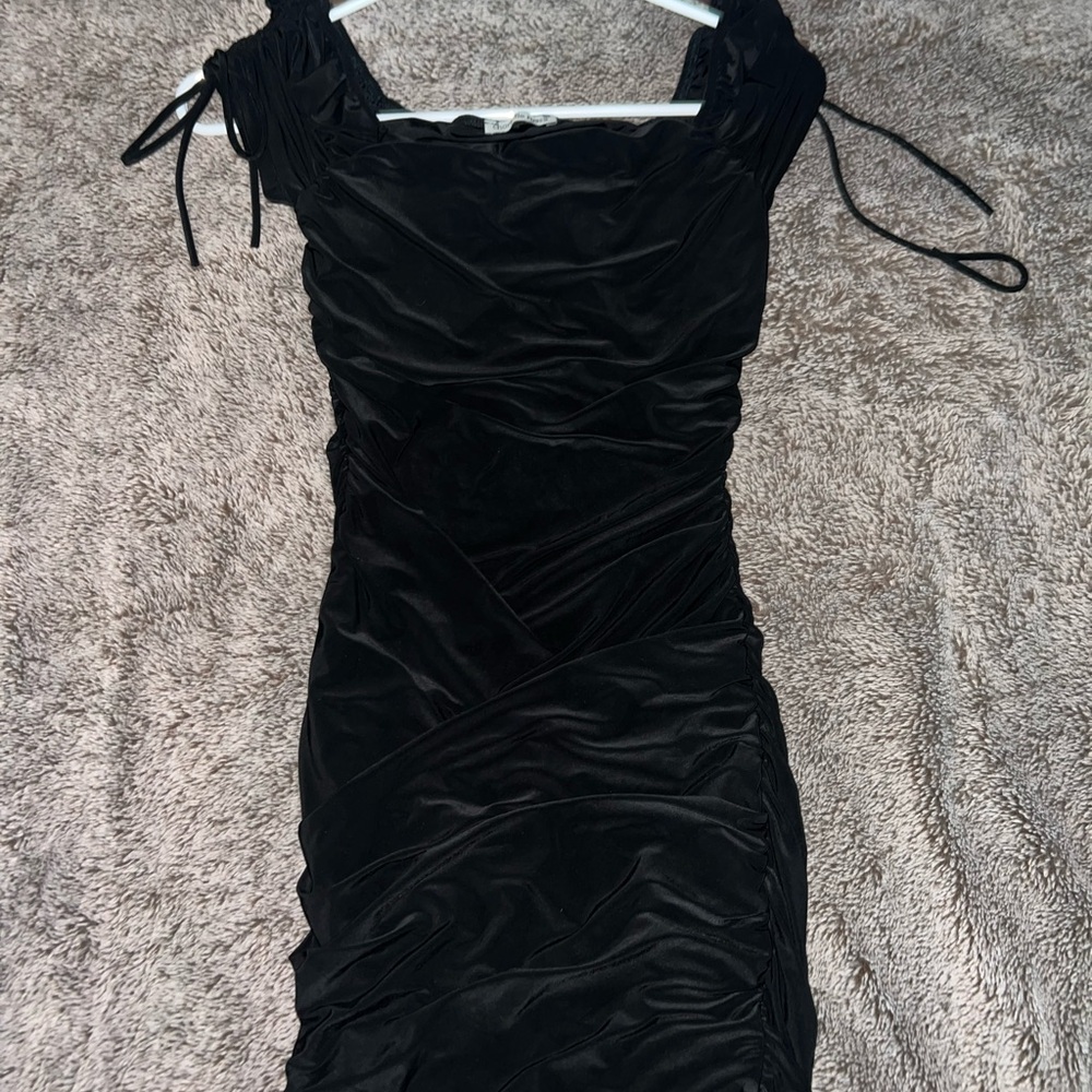 Elegant Black Ruched Dress
